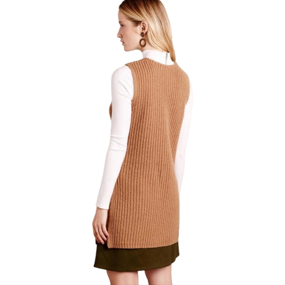 NWOT Anthropologie Moth Camel Shaker Knit Alpaca Blend Sweater Vest  XL - Picture 4 of 10